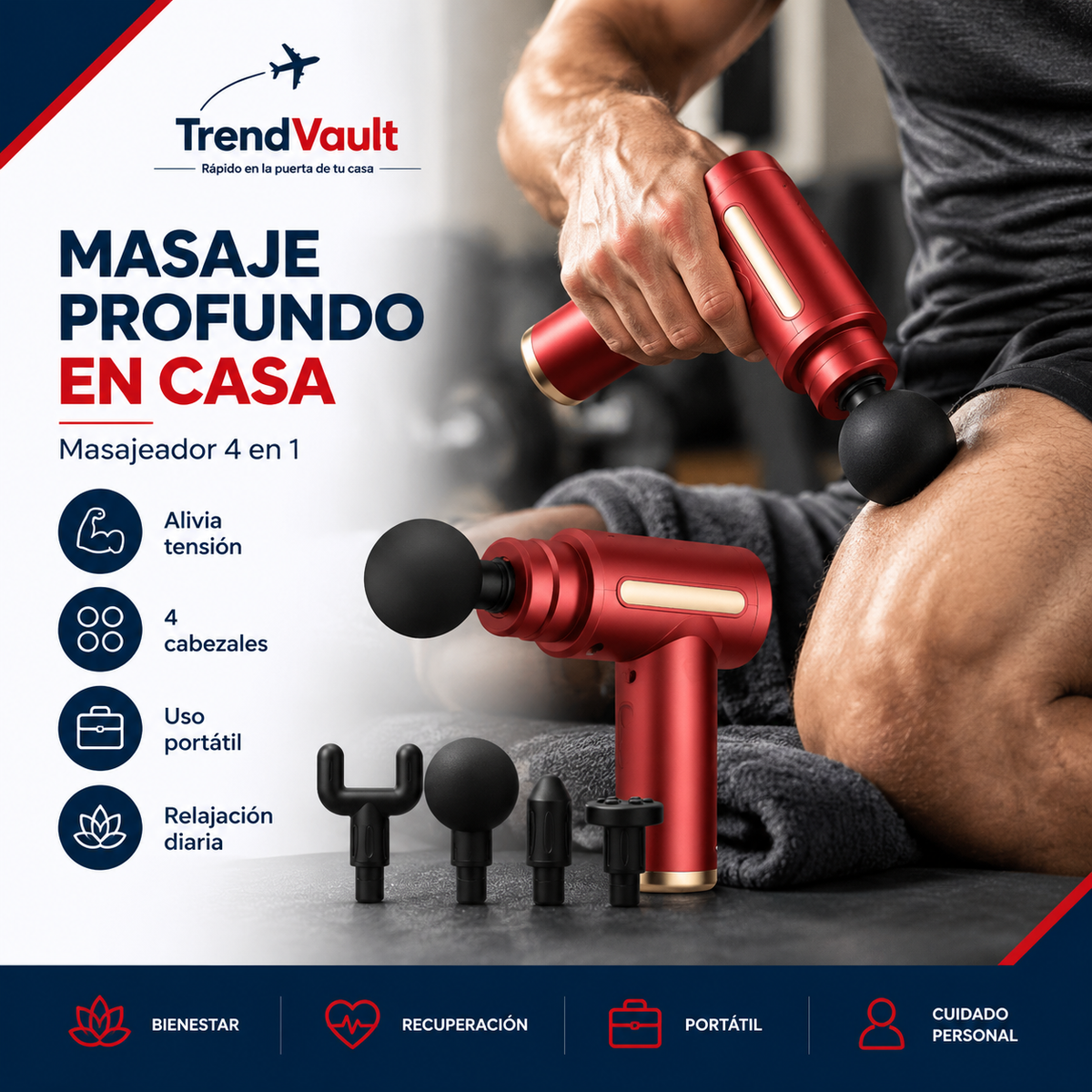 Pistola Masajeadora 4 en 1