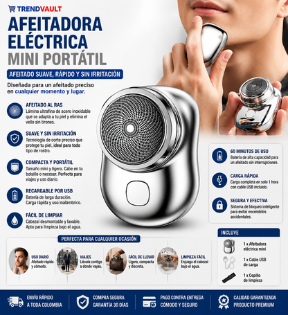 LuxuryBeard™🌟 | Mini Afeitadora Inalámbrica Portátil Recargable USB