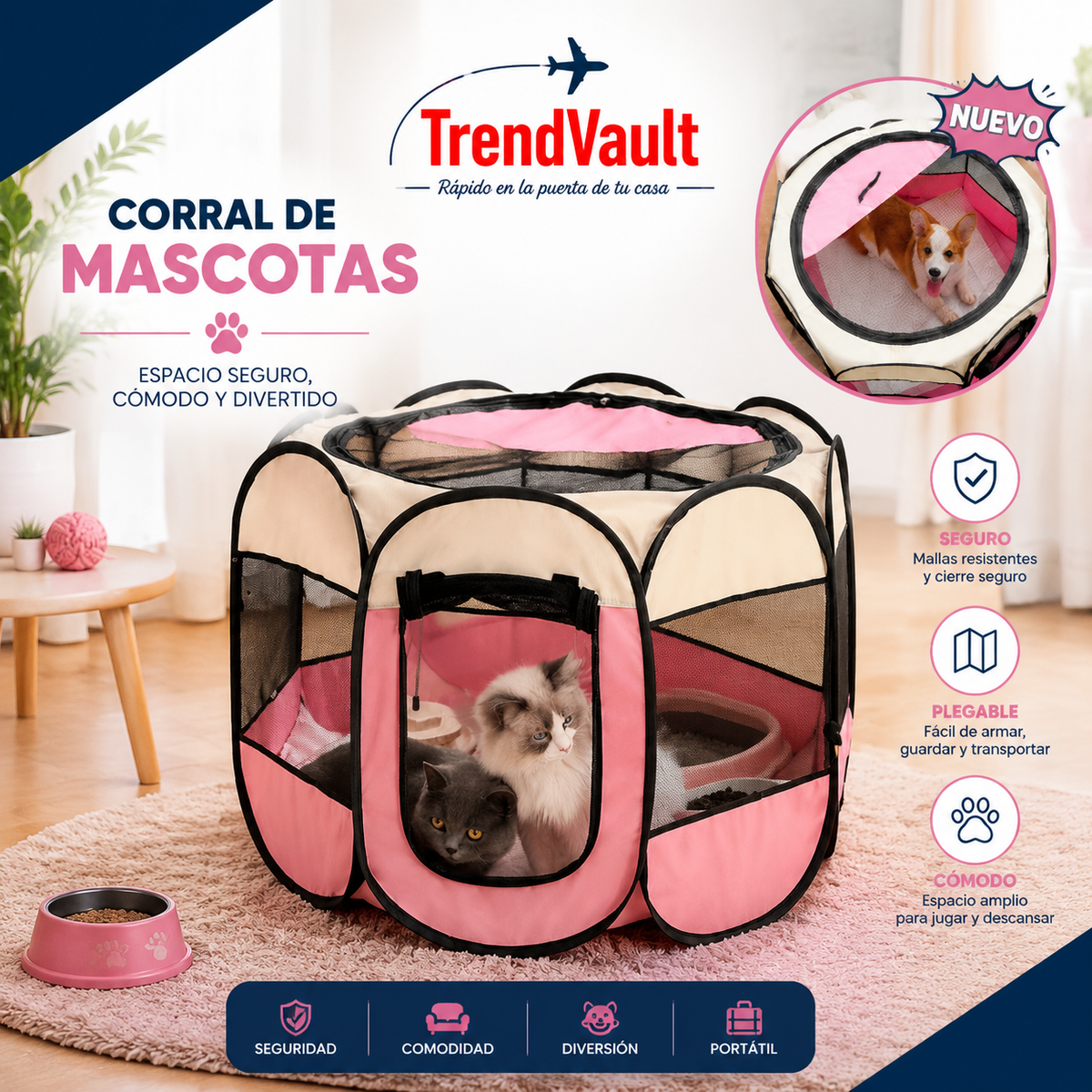 CORRAL PARA MASCOTAS PLEGABLE🐕