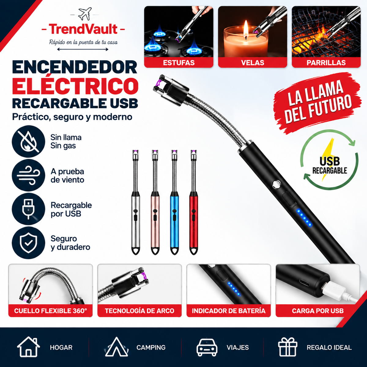 Encendedor Electrico Recargable Usb