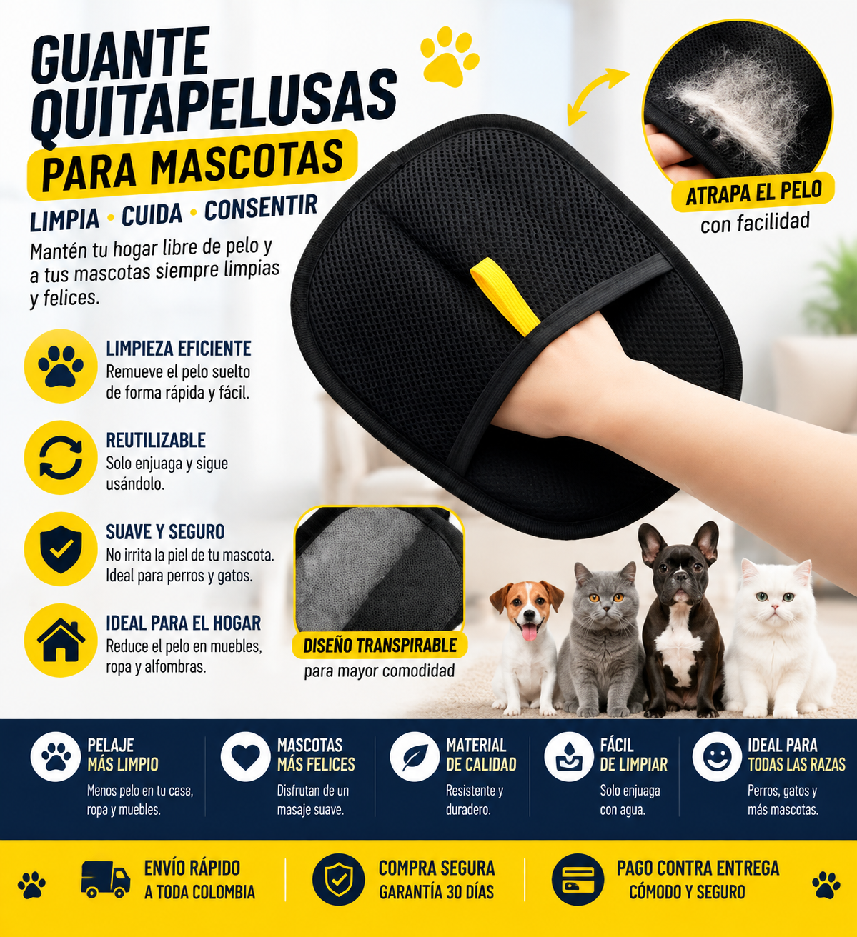 GUANTE VIRAL REMOVEDOR DE PELOS