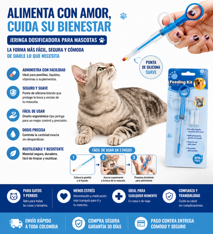 Jeringa Dispensadora Pastillas Mascotas