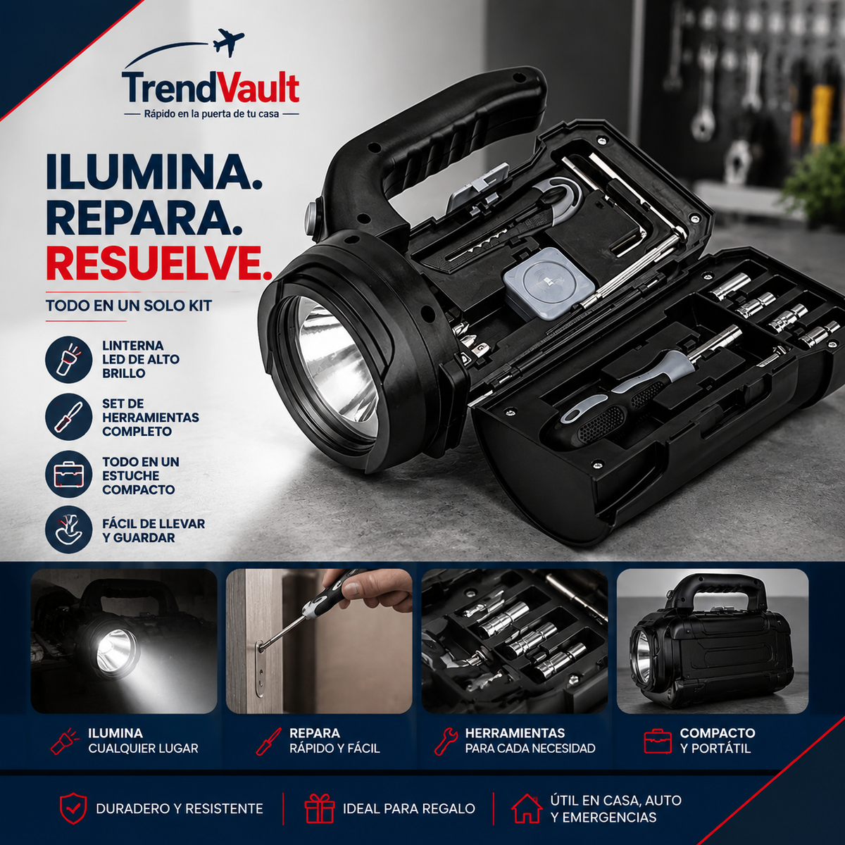 Linterna + Set Herramienta