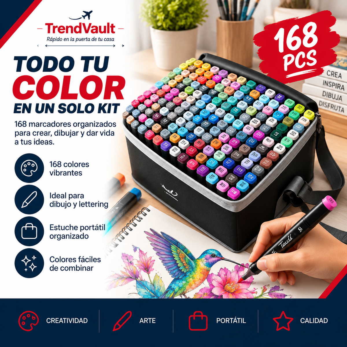 Set De Marcadores Touch Doble Punta 168 Pcs