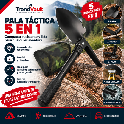 PALA TÁCTICA 5 EN 1 CON PICO PARA CAMPING
