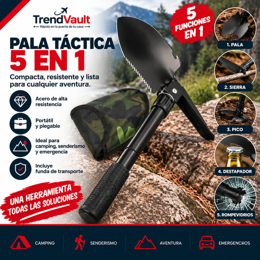 PALA TÁCTICA 5 EN 1 CON PICO PARA CAMPING