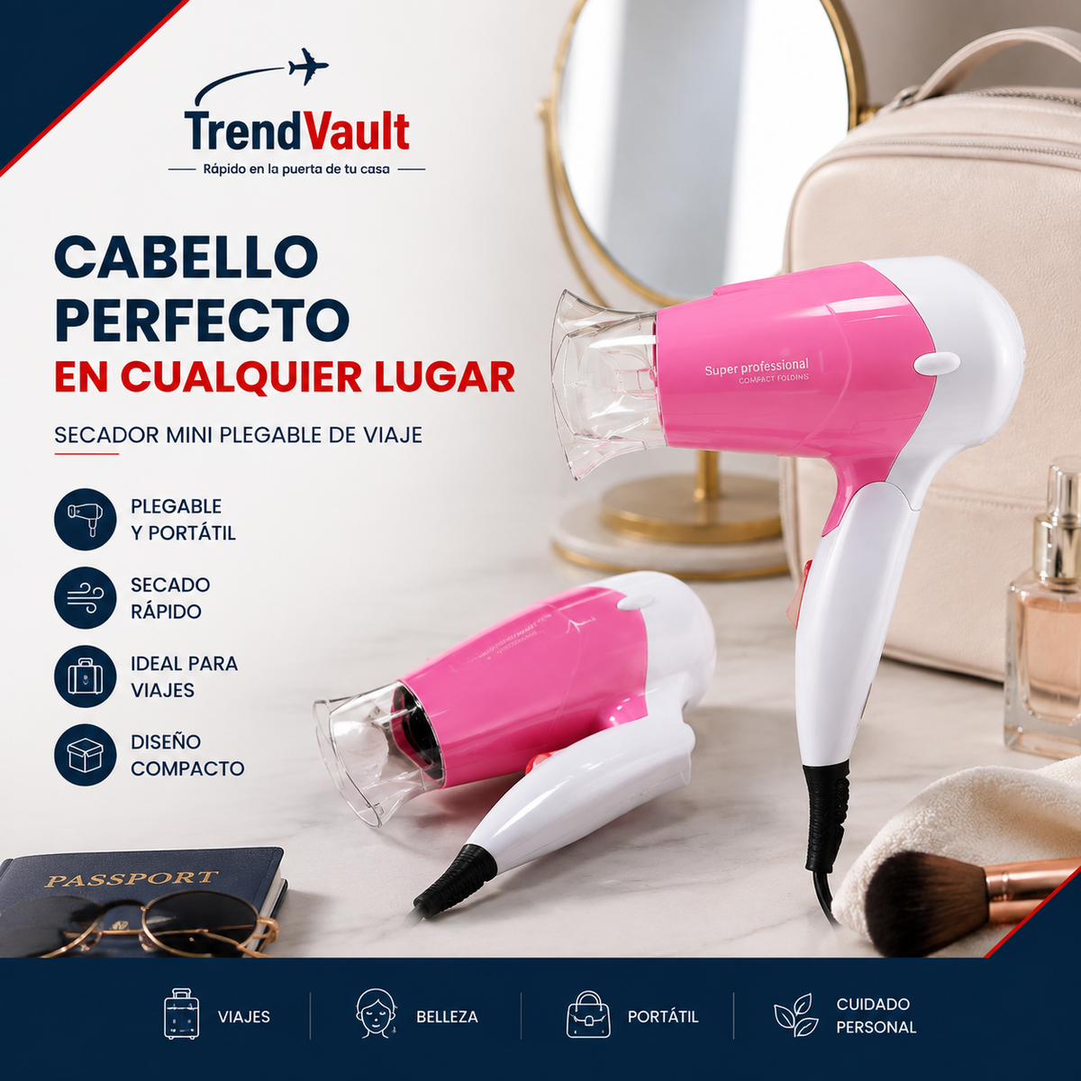 Secador Mini Plegable para Viaje