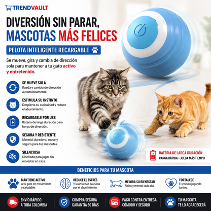 Pelota Inteligente Recargable Para Gatos