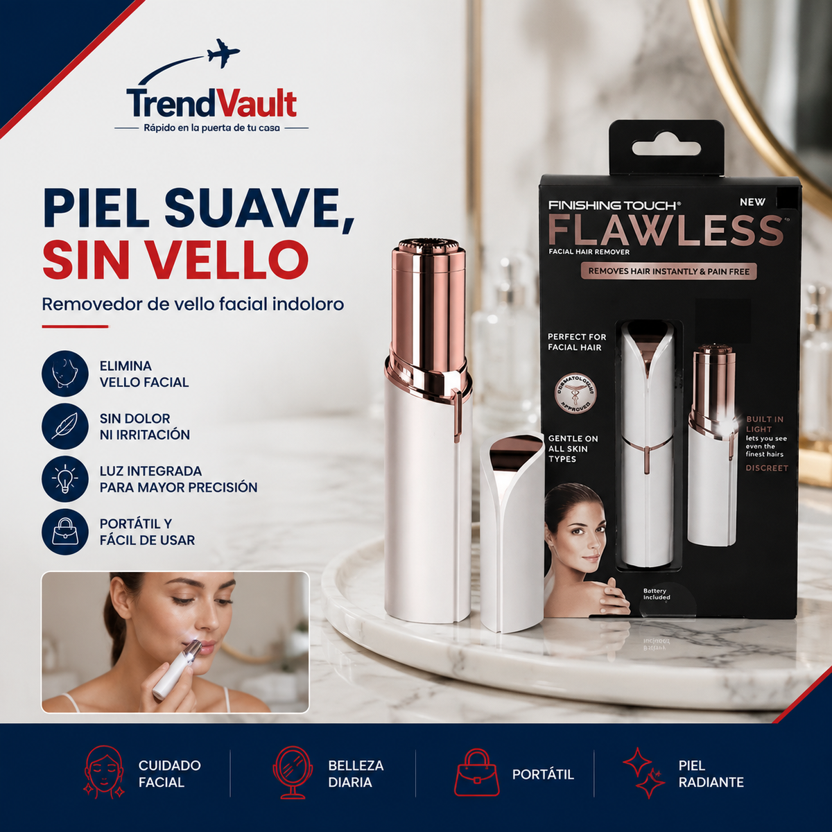 Removedor de Vello Facial Flawless