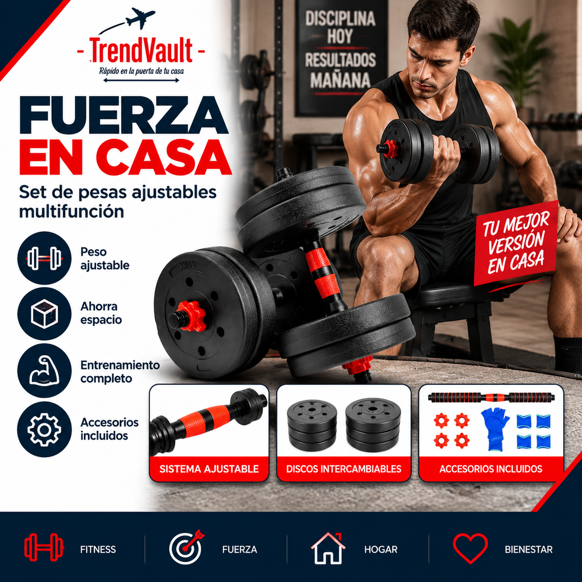 Set De Mancuernas 15Kg