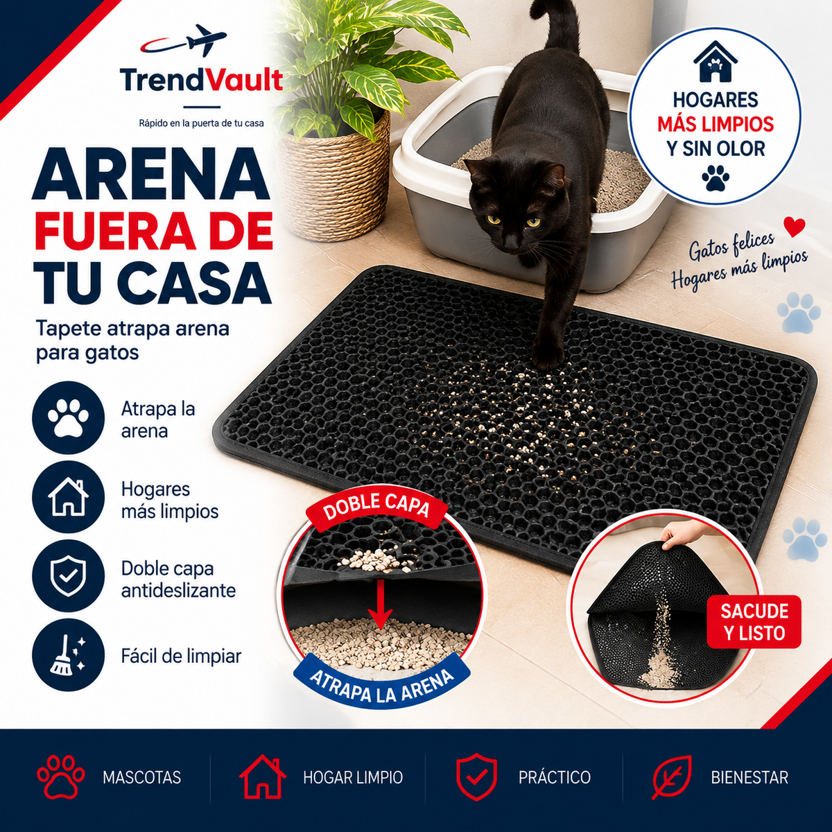 Tapete recolector de arena gatos 40X50CM